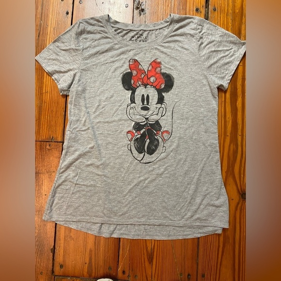 Vintage 90s Women’s Disney Minnie Mouse Grey T Shirt Size XXL Stretch Casual - Picture 2 of 5